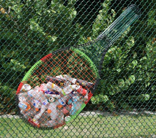 recycle bin tennis racket shape